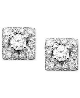 Diamond Earrings, 14k White Gold Diamond Square (1/4 ct. t.w.)   Earrings   Jewelry & Watches