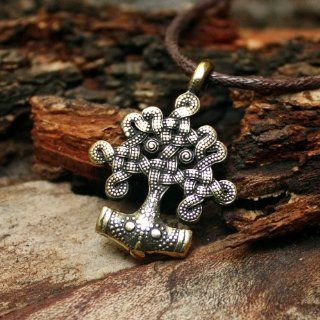 BRONZE YGGDRASIL THOR HAMMER WORLD TREE MJOLNIR NORDIC AMULET PENDANT TALISMAN NECKLACE  Other Products  