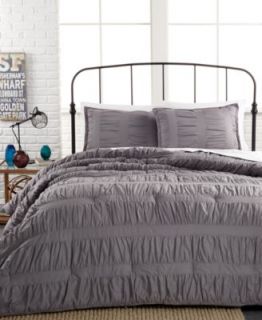 Ruched Stripes Navy 3 Piece Comforter and Duvet Cover Sets   Bed in a Bag   Bed & Bath