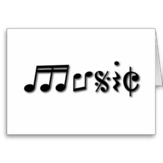 Music Text Design Greeting Cards