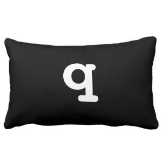 Black and white Anagram Pillow Lowercase Letter q