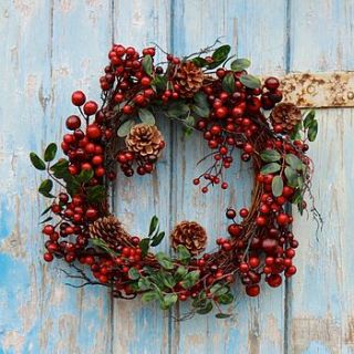 red berry and leaf wreath by lisa angel homeware and gifts