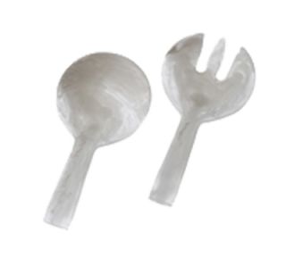 American Metalcraft 7 5/8 Translucence Salad Servers   White Swirl Resin