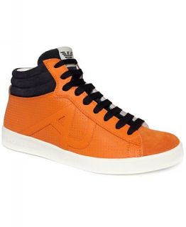 Armani Jeans Shoes, Perforated Leather Hi Top Sneakers   Shoes   Men