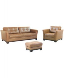 Martino Leather Living Room Furniture, 3 Piece Set (Sofa and 2 Chairs)   Furniture