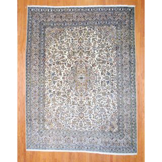 Persian Hand knotted Mashad Ivory/ Beige Wool Rug (9'7 x 12'6) 7x9   10x14 Rugs