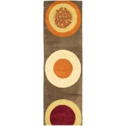 Handmade Soho Brown/ Multi New Zealand Contemporary Wool Rug (26 X 6)