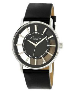 Kenneth Cole New York Watch, Mens Black Leather Strap 43mm KC1793   Watches   Jewelry & Watches