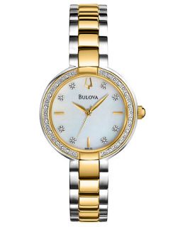 Bulova Womens Diamond Accent Two Tone Stainless Steel Bracelet Watch 29mm 98R172   Watches   Jewelry & Watches