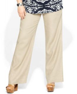 INC International Concepts Plus Size Pants, Linen Wide Leg Drawstring   Pants   Plus Sizes