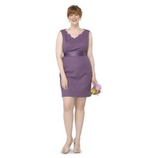 TEVOLIO Womens Plus Size Lace Sleeveless V Neck Dress   Plum Spice   22W