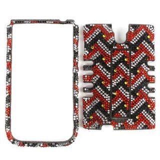 Cell Armor SAMGS4 RSNAP FD192 Rocker Full Diamond Snap On Case for Samsung Galaxy S4   Retail Packaging   Red, Black and White Weave Cell Phones & Accessories