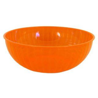 NorthWest Enterprises N192655 Party Essentials Heavy Duty Brights Plastic Large Serving Bowl, 192 Ounce Capacity, Neon Orange (Case of 6)