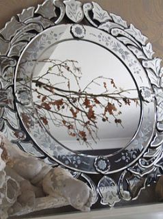 floral etch round venetian mirror by figa & co. ltd