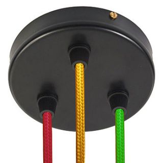 three way multi outlet ceiling rose and cable by quirk