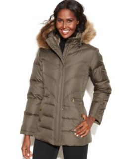 Calvin Klein Petite Faux Fur Trim Hooded Puffer Parka Coat   Coats   Women