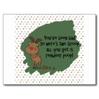 Naughty Funny Christmas Reindeer Poop Card Postcards