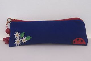 hand embroidered ladybird pencil case by mi mariposa