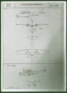 Arado AR 430 scale drawing photograph 191? Entertainment Collectibles