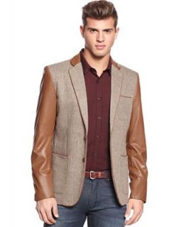 EDGE by WD NY Blazer, Pleather Contrast Sleeve Blazer   Blazers & Sport Coats   Men