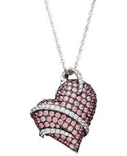 Arabella Sterling Silver Heart Pendant, Pink Swarovski Zirconia Heart Pendant   Necklaces   Jewelry & Watches