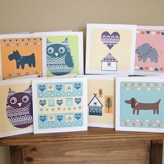 pack of four pick your own greetings cards by clothkat