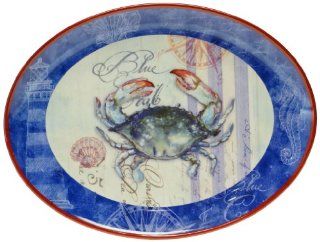 Certified International Blue Crab Oval Platter, 18 Inch by 13 1/2 Inch Kitchen & Dining