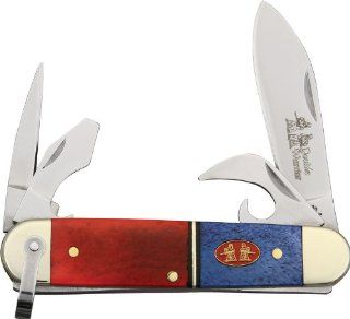 Frost Cutlery & Knives DW187RBSB Double Warrior Scout Pocket Knife with Red & Blue Smooth Bone Handles  Folding Camping Knives  Sports & Outdoors