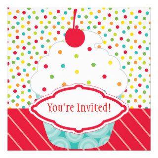 Rainbow Sprinkles Cupcake Party Invitation