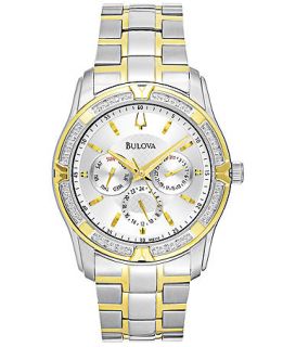 Bulova Mens Diamond Accent Two Tone Stainless Steel Bracelet Watch 42mm 98E112   Watches   Jewelry & Watches