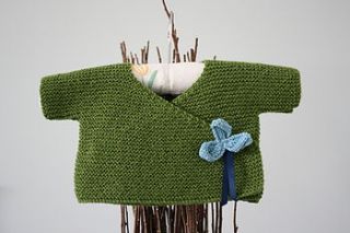 hand knitted kimono baby cardigan by mini mcghee