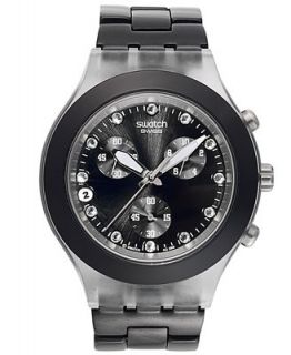 Swatch Watch, Unisex Swiss Chronograph Full Blooded Night Black Aluminum Bracelet 43mm SVCK4035AG   Watches   Jewelry & Watches