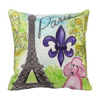 The Pink Poodle in Paris Pillows