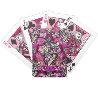 True Love Forever Psychedelic roses and banners. Bicycle Playing Cards