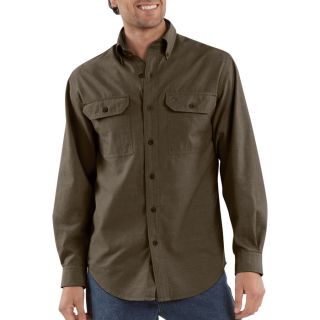 Carhartt Long Sleeve Chambray Shirt   Mahogany, Large, Model S202