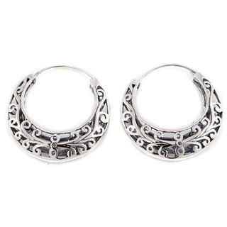 silver filigree hoop earrings by charlotte's web