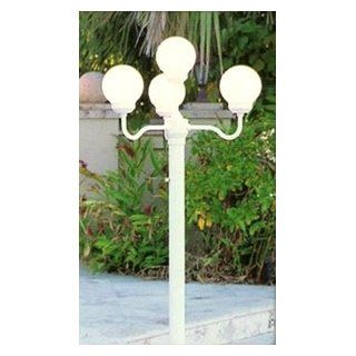 Four Head White Lamp Post with Smooth White Acrylic Globes   Floor Lamps  
