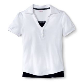 French Toast Girls School Uniform Short Sleeve 2 Fer Polo   White 5