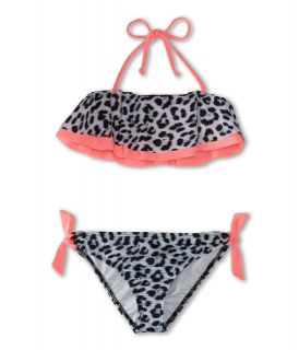Hurley Kids Leopard Crop Top Retro Pant w/ Ties Girls Swimwear Sets (Black)