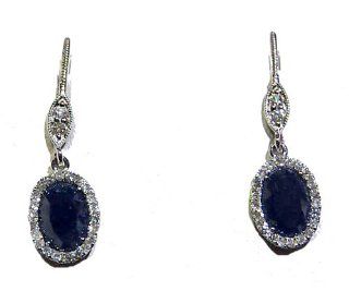 Meira T 14k White Gold Diamond Rough Sapphire Earrings Jewelry