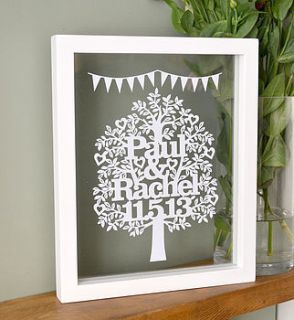 framed personalised love tree papercut by eticuts