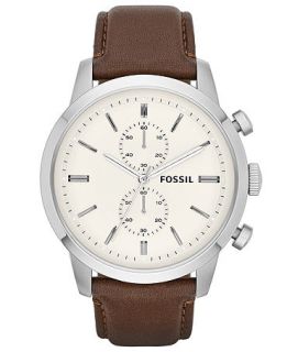 Fossil Mens Chronograph Townsman Brown Leather Strap Watch 48mm FS4865   Watches   Jewelry & Watches