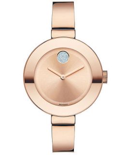 Movado Womens Swiss Bold Rose Gold Ion Plated Stainless Steel Bangle Bracelet Watch 34mm 3600202   Watches   Jewelry & Watches