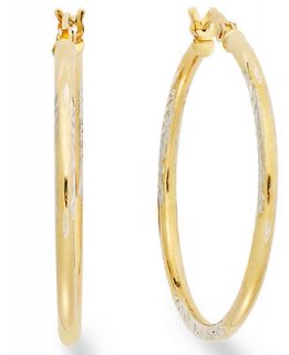 Giani Bernini 24k Gold over Sterling Silver Earrings, 40mm Diamond Cut Hoop Earrings   Earrings   Jewelry & Watches