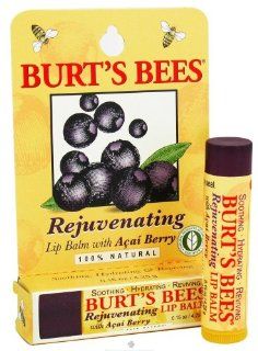 Burt's Bees Lip Balm, Rejuvenating, with Acai Berry, 0.15 Oz / 4.25 G (Pack of 4) Health & Personal Care