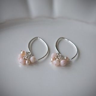 pink opal and pearl earrings by samphire jewellery