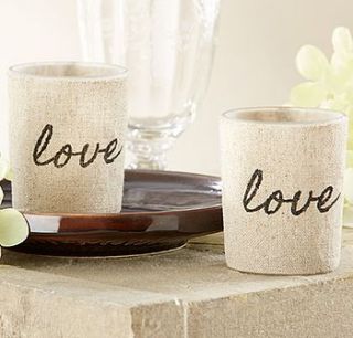 'love' glass candle holder by hope and willow