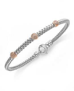 Balissima by EFFY Diamond Circle Woven Bracelet (1/6 ct. t.w.) in 14k Rose Gold over Sterling Silver and Sterling Silver   Bracelets   Jewelry & Watches