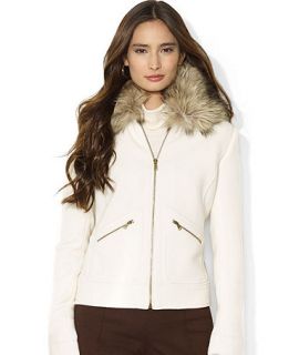 Lauren Ralph Lauren Petite Faux Fur Collar Zip Front Jacket   Jackets & Blazers   Women