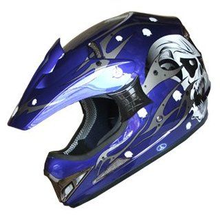 ATV Motocross Adult DOT Helmet 181 skull Blue Size XLarge  Bike Helmets  Sports & Outdoors